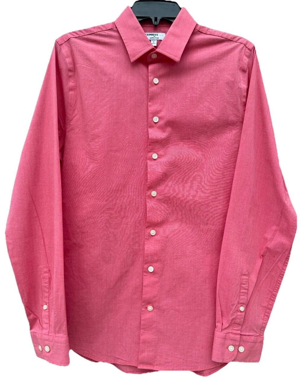 Express 1MX EXTRA SLIM Cotton Pink Dress Shirt Men's Size M 15-15 1/2